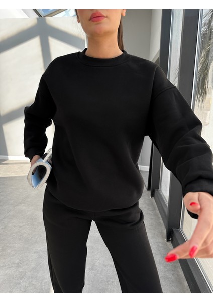 Siyah Basic Sweatshirt Takım