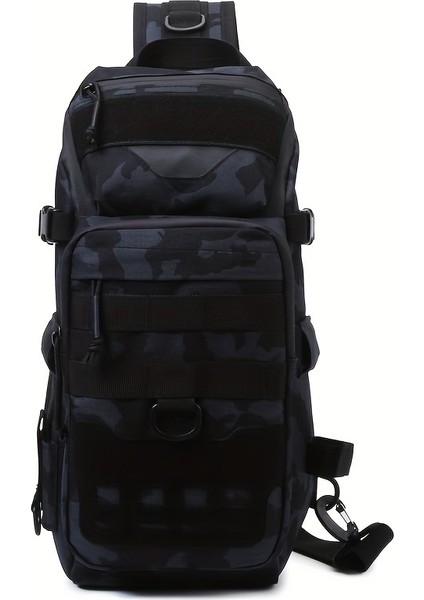 Tcherchı Açık Hava Sporları Olta Takımı Saklama Çantası - Çizgili Desenli, Fermuarlı, Suya Dayanıklı Siyah Naylon Çok Fonksiyonlu Yem Sırt Çantası (Yurt Dışından)