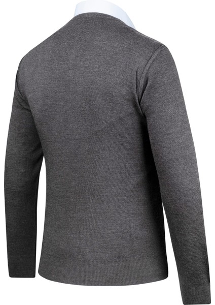 Erkek V Yaka Triko Kazak Desenli Kol ve Bel Lastikli Çelik Örgü Klasik Kalıp - 5007D fırsatları