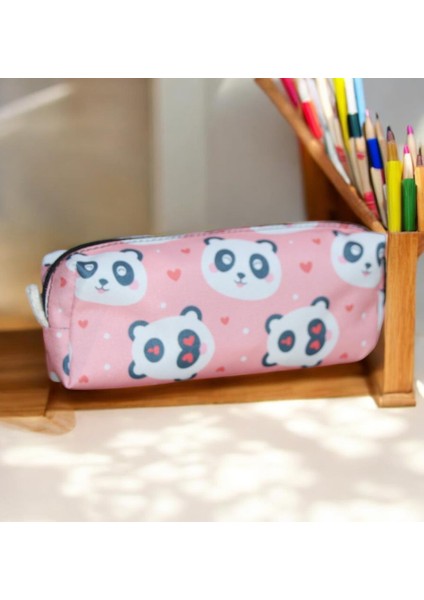 Pembe Panda Desenli Tatlı Kalemlik Okul Kalemliği modelleri
