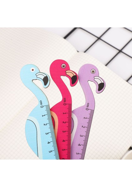 3 Parça Çevre Dostu Flamingo Ahşap Cetvel 3'lü Set Şirin ve Amp; Yaratıcı Çizim Araçları (Yurt Dışından)