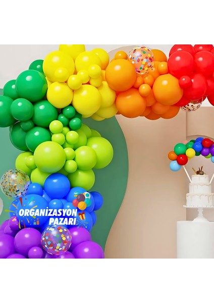 Balon Seti Mor-Mavi-Fıstık Yeşili-Yeşil-Turuncu-Kırmızı-Sarı 100 Lü Balon Zinciri Seti fırsatları