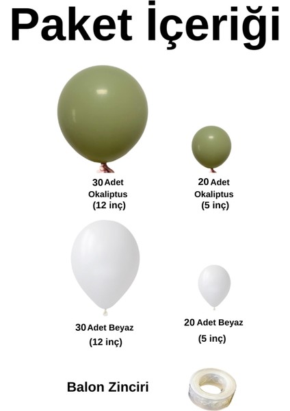 Balon Seti Okaliptus - Pastel Beyaz 100 Lü Balon Zinciri Seti fiyatları