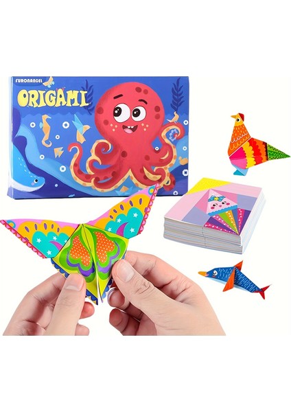 152 Sayfa Origami Kağıt Seti Katlama Yöntemi Kitabı ile 72 Canlı Renkli Desen (Yurt Dışından)