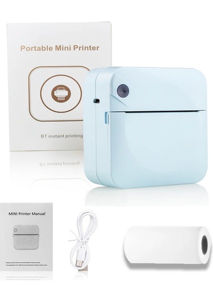 Mini Taşınabilir Yazıcı Termal Baskı Etiketi Kablosuz Mürekkepsiz Mini Cep Yazıcısı (Yurt Dışından)
