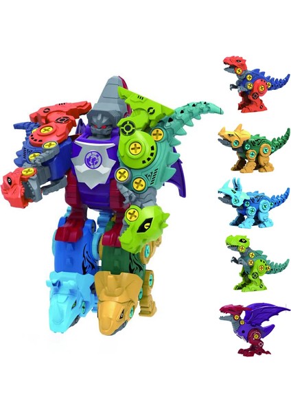 5 In 1 Çocuk Montajı Dinozor Dönüşümü Dino Robot (Yurt Dışından)