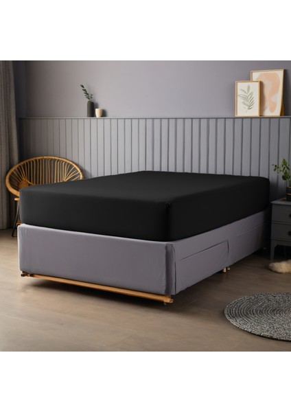 %100 Pamuk 62 Tel (155 TC) 90x200cm +30cm Yükseklik Tek Kişilik Lastikli Çarşaf