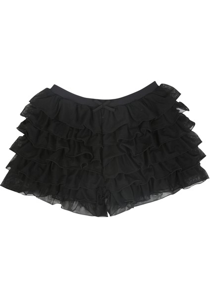 Rummos Kadın Tül Fırfırlı Kısa Etek Siyah Dokuma Kumaş ile Şık Tasarım