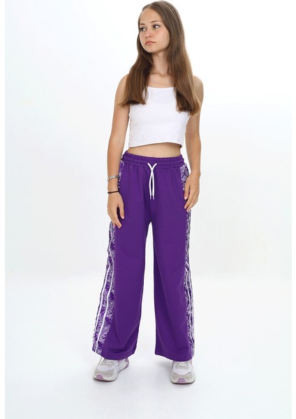 Kız Çocuk Rahat ve Şık Yan Desenli Jogger Pantolon