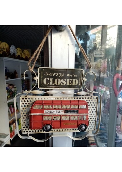 Dekoratif Metal Kapı Yazısı Londra Şehir Otobüsü Dekorlu modelleri