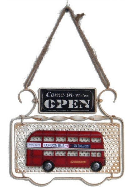 Dekoratif Metal Kapı Yazısı Londra Şehir Otobüsü Dekorlu indirimleri