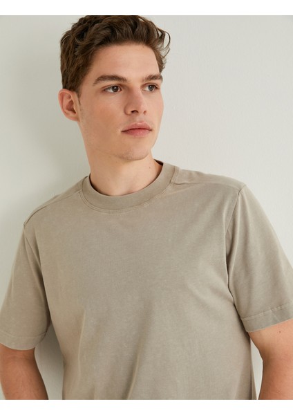 Yıkamalı Tişört Bisiklet Yaka Kısa Kollu Pamuklu fiyatları