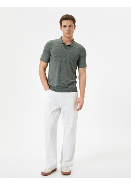 Polo Yaka Ince Triko Tişört Slim Fit Kısa Kollu Kırçıllı fiyatları