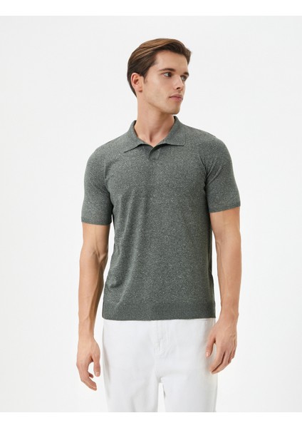 Polo Yaka Ince Triko Tişört Slim Fit Kısa Kollu Kırçıllı modelleri