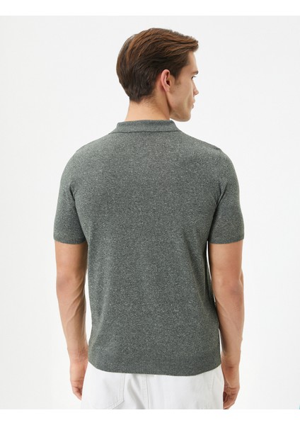 Polo Yaka Ince Triko Tişört Slim Fit Kısa Kollu Kırçıllı fırsatları