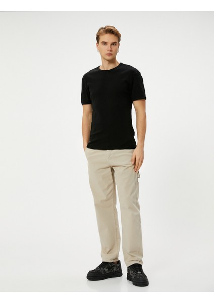 Basic Tişört Slim Fit Bisiklet Yaka Kısa Kollu Pamuklu