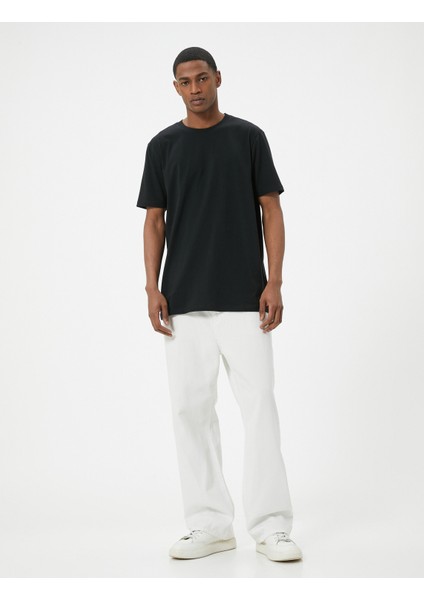 Basic Tişört Slim Fit Bisiklet Yaka Kısa Kollu Pamuklu