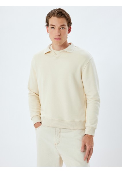 Polo Yaka Sweatshirt Basic Uzun Kollu Pamuklu modelleri