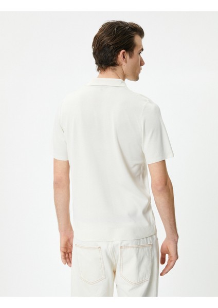 Polo Yaka Ince Triko Tişört Slim Fit Kısa Kollu Kırçıllı fırsatları