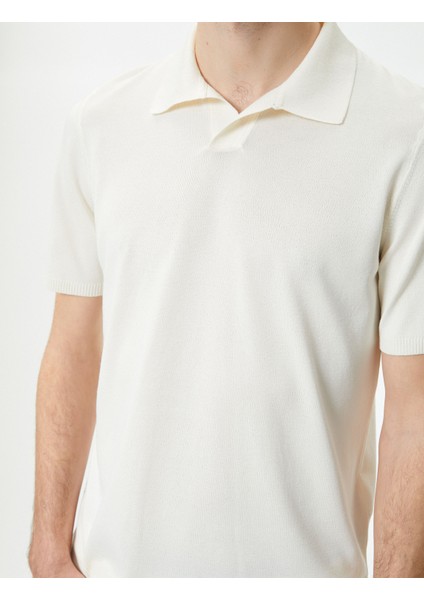 Polo Yaka Ince Triko Tişört Slim Fit Kısa Kollu Kırçıllı indirimleri