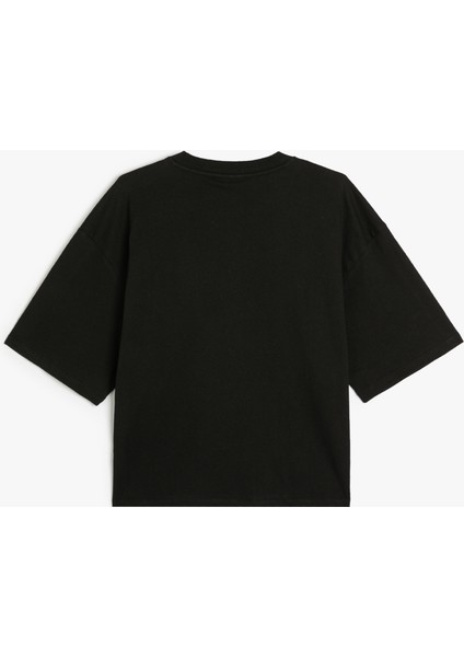 Basic Tişört Crop Fit Bisiklet Yaka Kısa Kollu Pamuklu