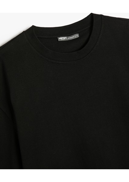 Basic Tişört Crop Fit Bisiklet Yaka Kısa Kollu Pamuklu