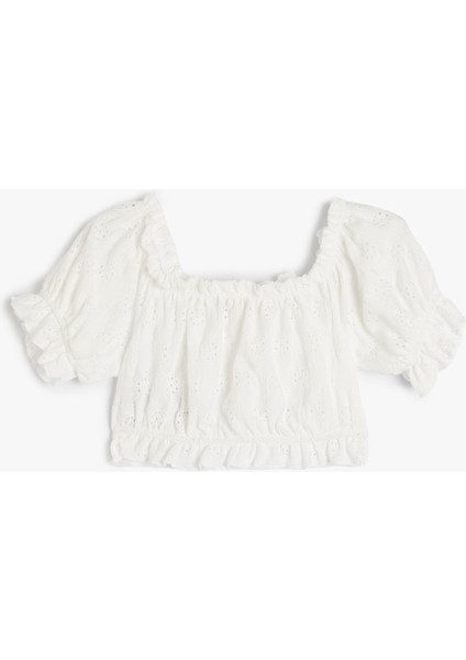 Crop Bluz Balon Kol Fisto Detaylı fiyatları