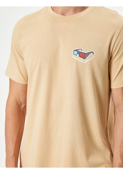 Baskılı Tişört Kısa Kollu Bisiklet Yaka Pamuklu indirimleri