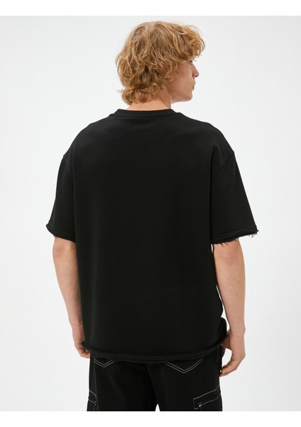 Oversize Basic Tişört Bisiklet Yaka Kısa Kollu Pamuklu