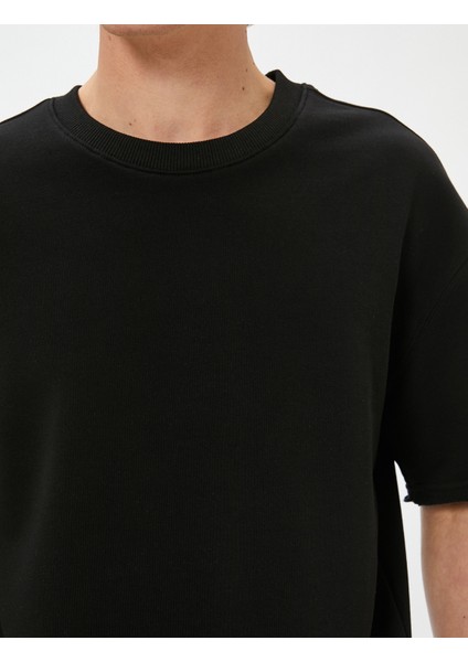 Oversize Basic Tişört Bisiklet Yaka Kısa Kollu Pamuklu