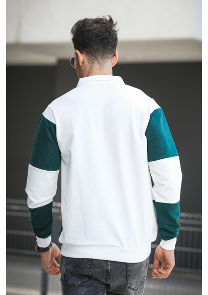 Yaounde Çift Renkli Yarım Fermuarlı Yakalı Erkek Sweatshirt