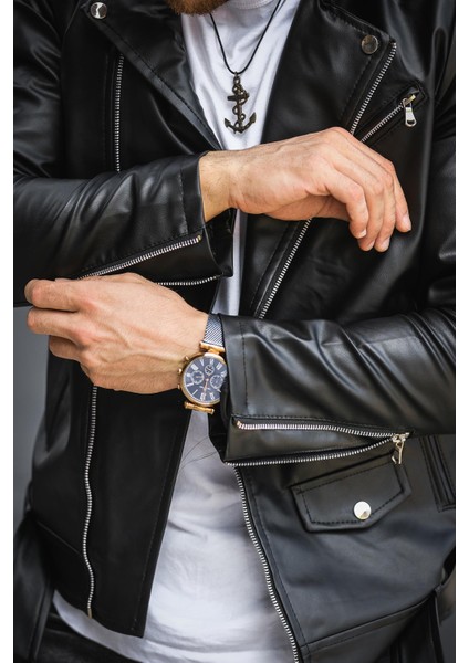 Castries Yandan Fermuarlı Kemerli Slim Fit Erkek Deri Ceket modelleri