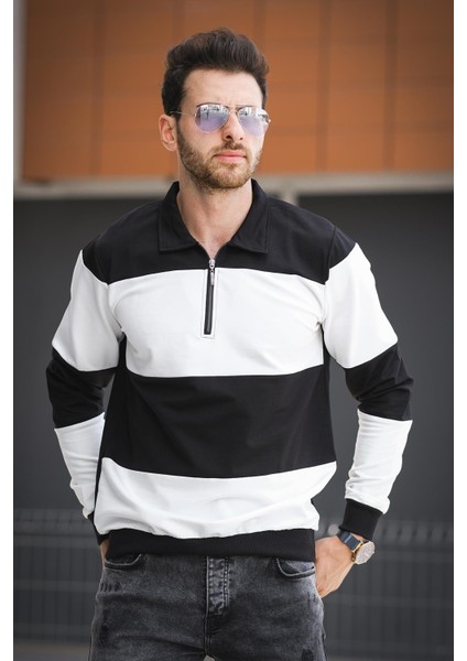 Yaounde Çift Renkli Yarım Fermuarlı Yakalı Erkek Sweatshirt fiyatları