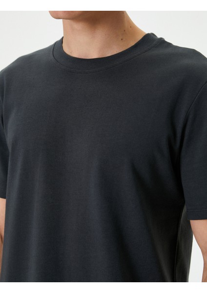 Basic Tişört Bisiklet Yaka Kısa Kollu Pamuklu