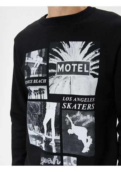 Bisiklet Yaka Sweatshirt Slogan Baskılı Uzun Kollu indirimleri