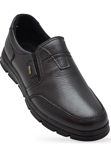 TAB1645-S Kışlık Tam Ortopedik Taban %100 Hakiki Deri Bağcıksız Erkek Ayakkabı Kauçuk Kaymaz Taban