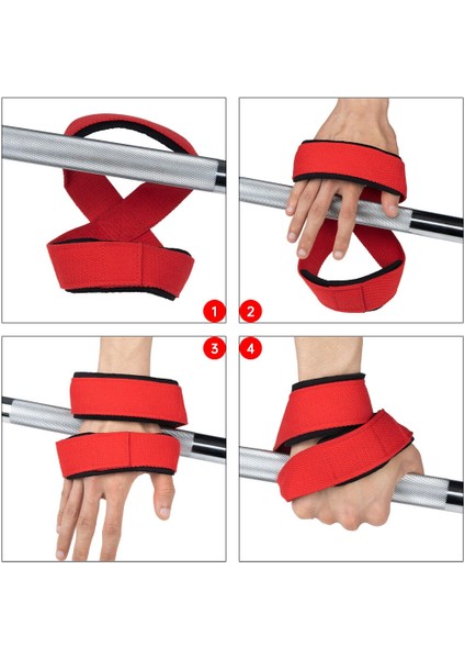 1 Çift Şekil 8 Kaldırma Kayışları, Halter Için Yumuşak Köpük Pedli Kaymaz Halter Kayışları, Fitness Güçlendirme Eğitimi