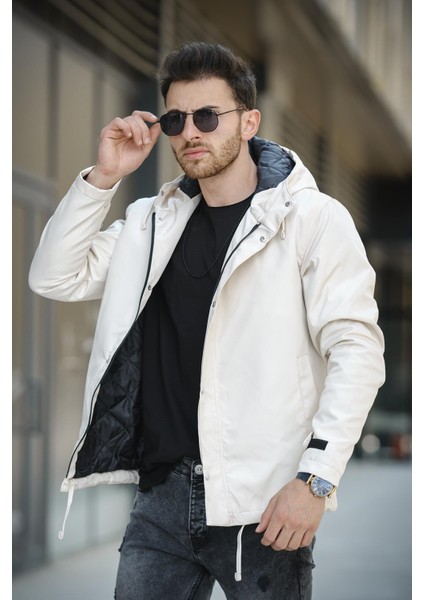 Quito Slim Fit Bağcık Detaylı Su Itici Kapüşonlu Erkek Mont