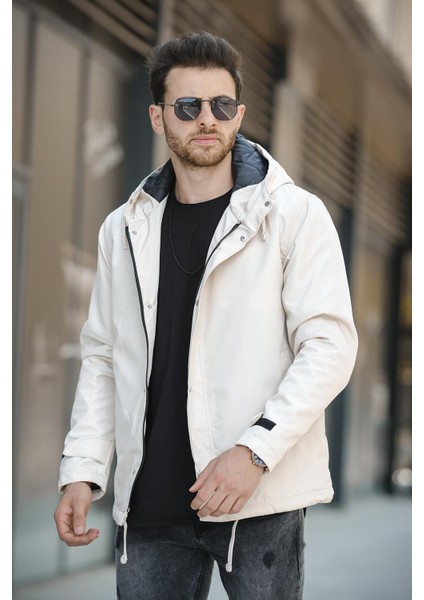 Quito Slim Fit Bağcık Detaylı Su Itici Kapüşonlu Erkek Mont