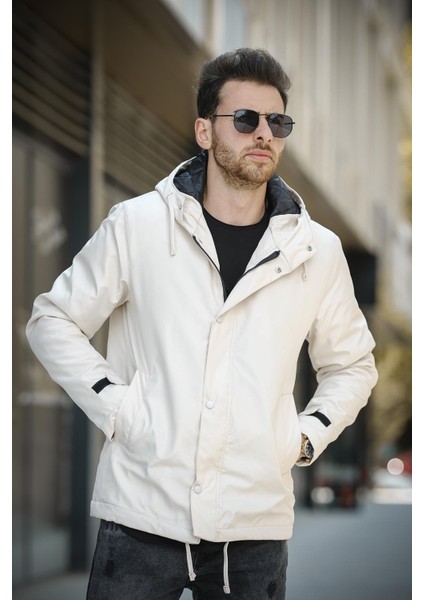 Quito Slim Fit Bağcık Detaylı Su Itici Kapüşonlu Erkek Mont