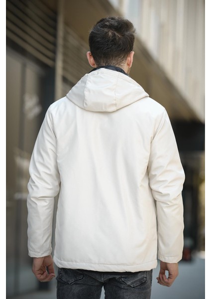 Quito Slim Fit Bağcık Detaylı Su Itici Kapüşonlu Erkek Mont