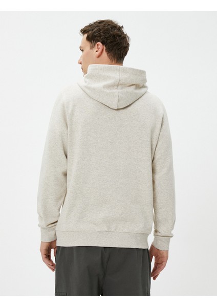 Kapüşonlu Sweat Slogan Baskılı Uzun Kollu Şardonlu