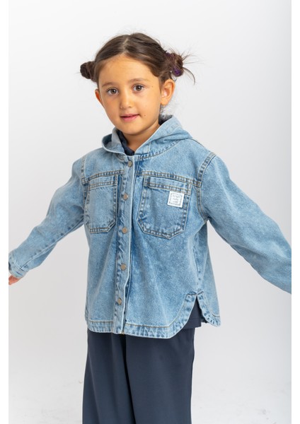 Unisex Kapüşonlu Kot Ceket
