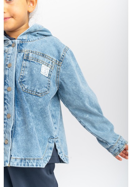 Unisex Kapüşonlu Kot Ceket