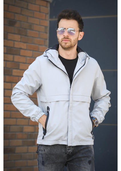 Roseau Slim Fit Su Itici Cep Detaylı Kapüşonlu Erkek Mevsimlik Mont Yağmurluk modelleri