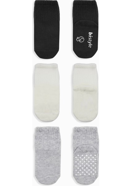 Basic Kaymaz Penye Soket Çorap 3'lü BS10106 Siyah Ekru Gri fiyatları
