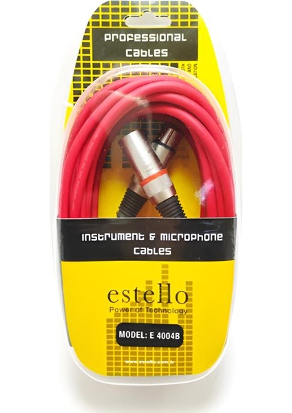 E4004B 8 Metre XLR Erkek-Dişi Mikrofon Kablosu, Kırmızı