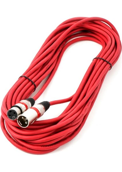 E4004B 8 Metre XLR Erkek-Dişi Mikrofon Kablosu, Kırmızı