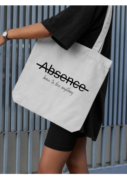 Absence Art Tasarım Kalın Beyaz Su Geçirmez Kanvas Tote Bag, Bez Çanta, Shopper Bag