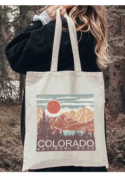 Colorado Tasarım Milli Park Kitap Çantası, Tote Bag, Bez Çanta, Alışveriş Çantası